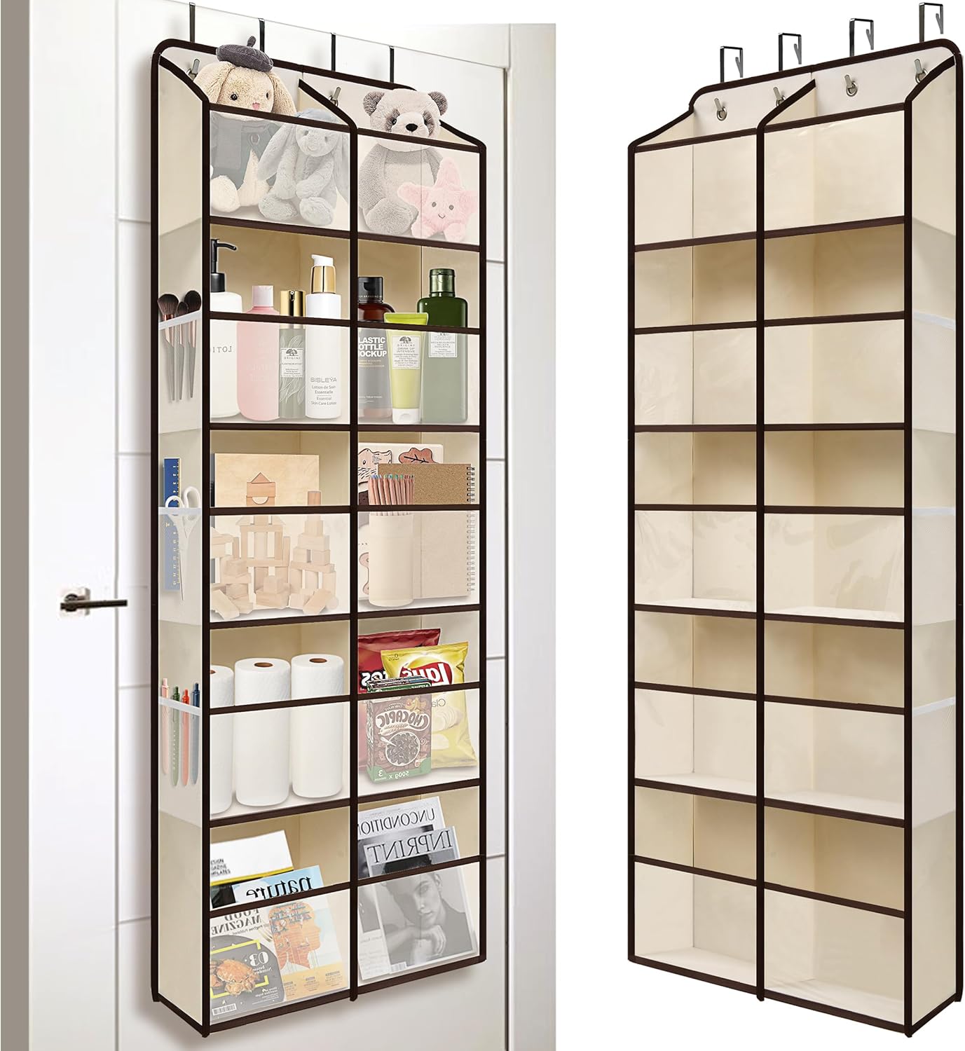 White 10-pocket double-row over-door organizer