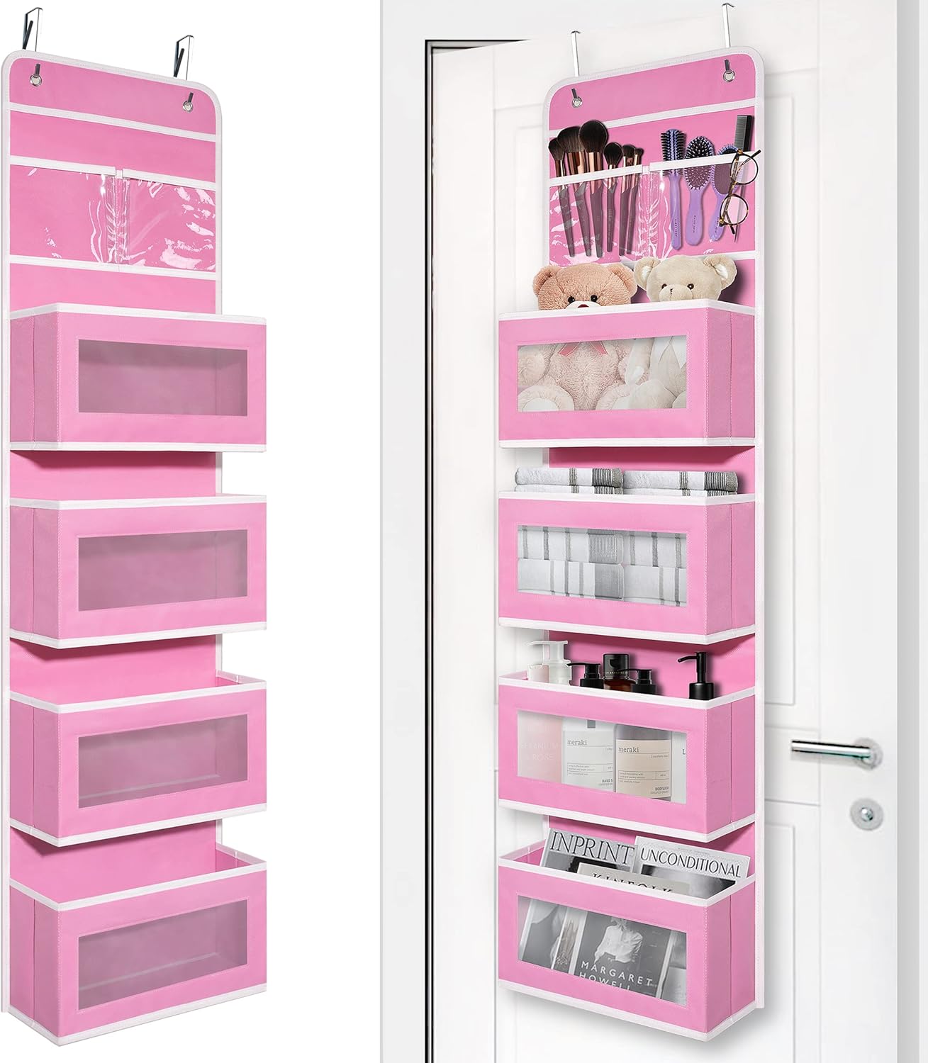 Pink classic 4-pocket over-door organizer